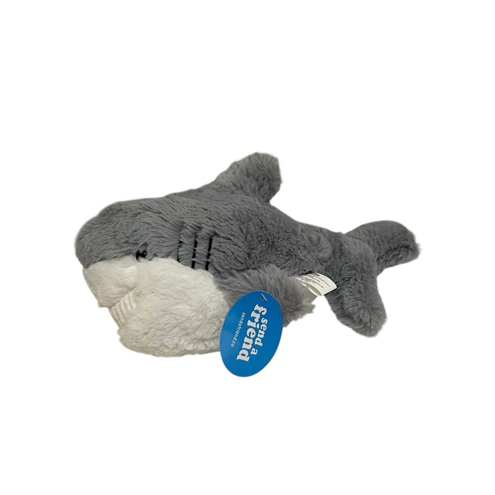 Send A Friend Scooter the Shark Plush Stuffed Animal Grey White Big Smile 14"